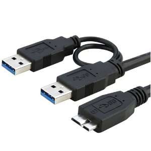    A to Micro B USB 3.0 Y Cable, Black