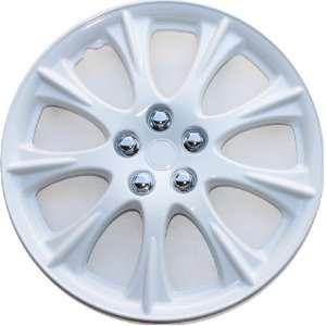 15 SET OF 4 WHITE HUBCAPS WHEEL COVERS DESIGN ARE UNIVERSAL HUB CAPS 