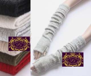   cotton blends Furry Fingerless Knit Long sleeve Gloves C6 GRAY  