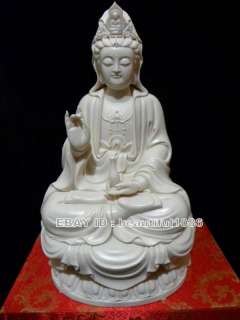 Chinese White Porcelain statue sitting Kwan yin  