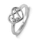 Netaya Sterling Silver Diamond Accent Purity Heart & Cross Ring   Size 