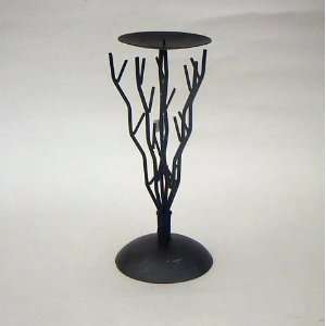   HANDTOOLED HANDCRAFTED IRON TREE CANDLE HOLDER