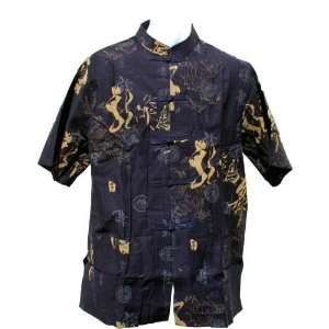  Black Chinese Calligraphy Gold Print Designs Shirts   US 
