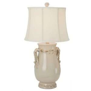  Large Cream Urn Table Lamp in Crackle Off White