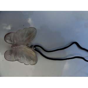 Clear Quartz Butterfly Pendant with Cord Necklace