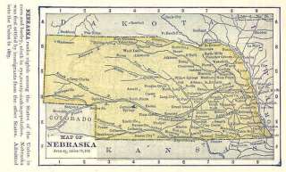 NEBRASKA: Authentic Original Antique Map. Colored.1891  