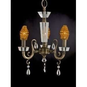   by 15 Inch Multicolored Prato Chandelier with Antique Brass Finish
