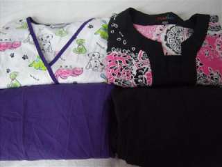 Medical Dental Vet Scrubs Lot 8 PRINTED Outfits Sets Sz XS EXTRA SMALL 