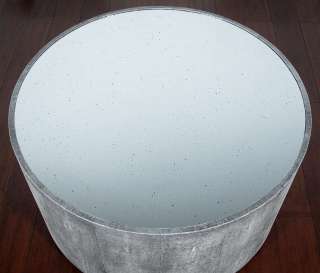 Grey Faux Shagreen Contemporary Round Coffee Table  