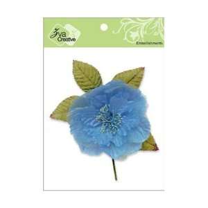 Azure Flower with Leaves Embellishment Beauty