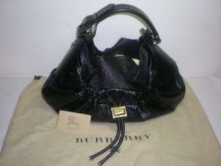 BARGAIN PRICE & FREE SHIPPING) BURBERRY BLACK LEATHER HAND BAG (100% 