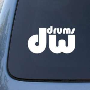 DW Drums   6 WHITE DECAL  Car, Truck, Notebook, Vinyl Decal Sticker