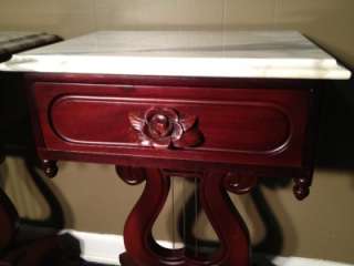 Pair Victorian Style Solid Mahogany Side Tables Nightstands  