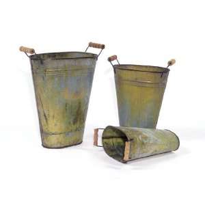  Pack of 6 Spring Garden Decorative Weathered Buckets with 