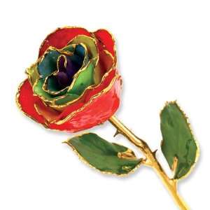  Lacquer Dipped Gold Trim Gypsy Rainbow Rose Jewelry