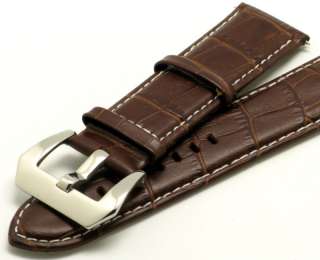 24mm Brown/White Leather watch Strap PRE V Buckle  