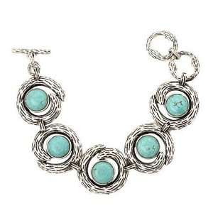    Silvertone Turquoise Toggle Bracelet Fashion Jewelry Jewelry