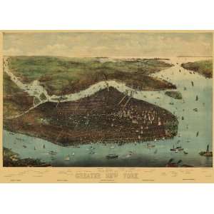 GREATER NEW YORK (NY) PANORAMIC MAP 1905: Home & Kitchen