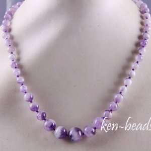  Natural Amethyst Round Loose Beads Gemstone Necklace 18 