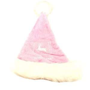  John Deere Pink & White Plush Christmas Santa Hat: Sports 