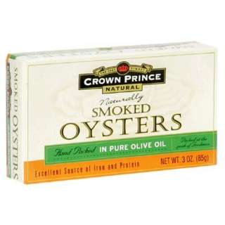 Crown Prince Natural Smoked Oysters in Pure Olive Oil 3 Ounce Cans
