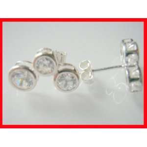  Designer CZ Earrings Solid Sterling Silver #0687 