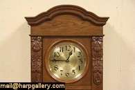 Carved Oak Antique 1900 Tall Case Grandfather Clock  
