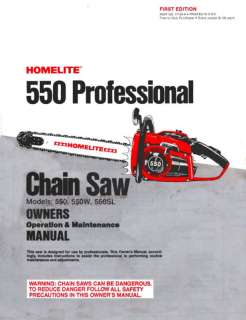 HOMELITE 550,550W,550SL Owners Manual w/Parts List  
