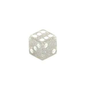  16mm 6 sided Square Cornered Glitter Dice, Clear with 