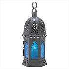 Outdoor Patio Candle Lantern Light Metal & Glass Antique White (H)