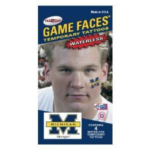   Game Faces Michigan M Waterless Temporary Tattoo