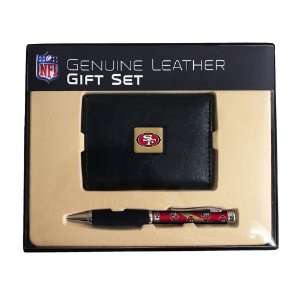 San Francisco 49ers Leather Tri Fold Wallet & Comfort Grip Pen Gift 