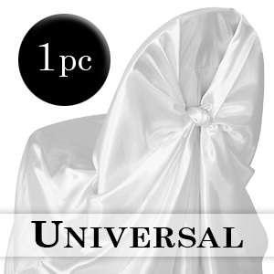 White Satin Universal Self Tie Chair Cover Wedding  