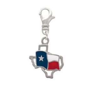  Texas Outline with Flag Clip on Charm Arts, Crafts 