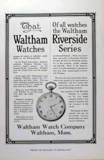   original print advertising for Waltham pocket watch Riverside series