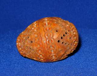 Antique 19thC French Napoleonic POW Carved Egg Coquilla Nut Sewing 
