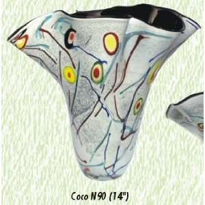    White Coco Vase Hand Blown Modern Glass Vase: Home & Kitchen