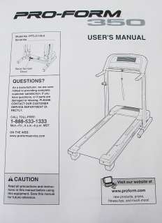 Pro Form Treadmill Users Manual PFTL311050 350  