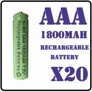 20 AAA 1800mAh 1.2V NiMH Recharge Rechargeable Battery  