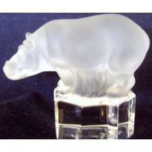   Nachtmann Frosted Satin Crystal Hippopotamus Figurine 
