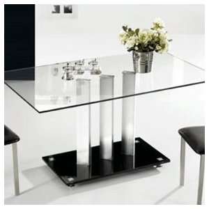   Clear Glass Dining Table with Black Glass Base AT 590C: Home & Kitchen