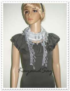 S008 Gray Cotton Triangle Lace Scarf Wrap Scarves New  