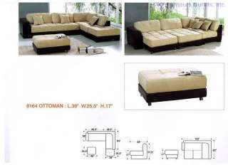 8164 Sectional Sofa Leather base Microfiber Sleeper  