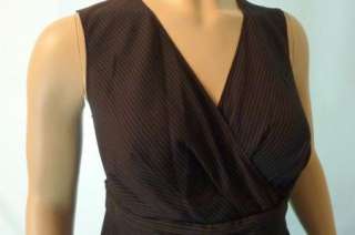 DKNY Sleeveless Cross Front Dress w/ Pockets Black Pin Stripe Plus 