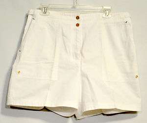 Ralph Lauren White High Waisted Shorts Gold Buttons/Findings Size 14 