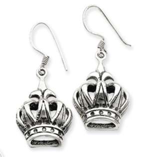 JewelryWeb Sterling Silver Crown Earrings