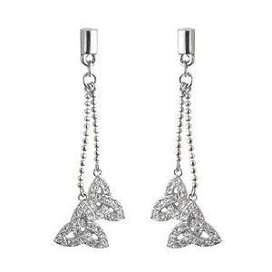    Rhodium Crystal Trinity Drop Earrings   Made in Ireland: Jewelry