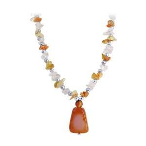  Designer Amber Chip Fashion Necklace 17.5 long Jewelry