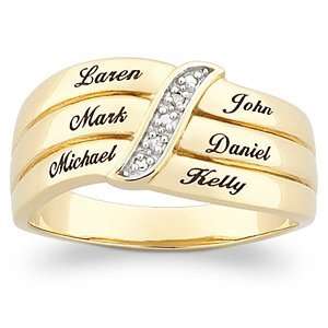  18K Gold over Sterling Mothers Diamond Name Ring Jewelry