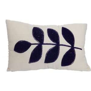  Decorative Flora Leaf Embroidery Throw Pillow 20X12 